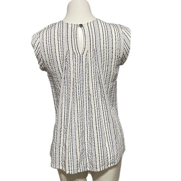Michael Stars Small White Textured Striped Sleeveless Crewneck Top - Picture 4 of 8
